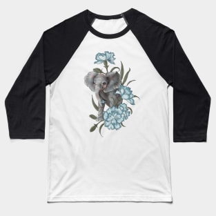 Baby elephant with January’s birth flower the Carnation - Baby Room Baseball T-Shirt